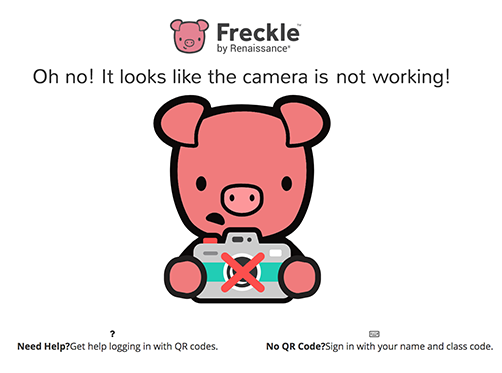 The message reads: 'Oh no! It looks the camera is not working!